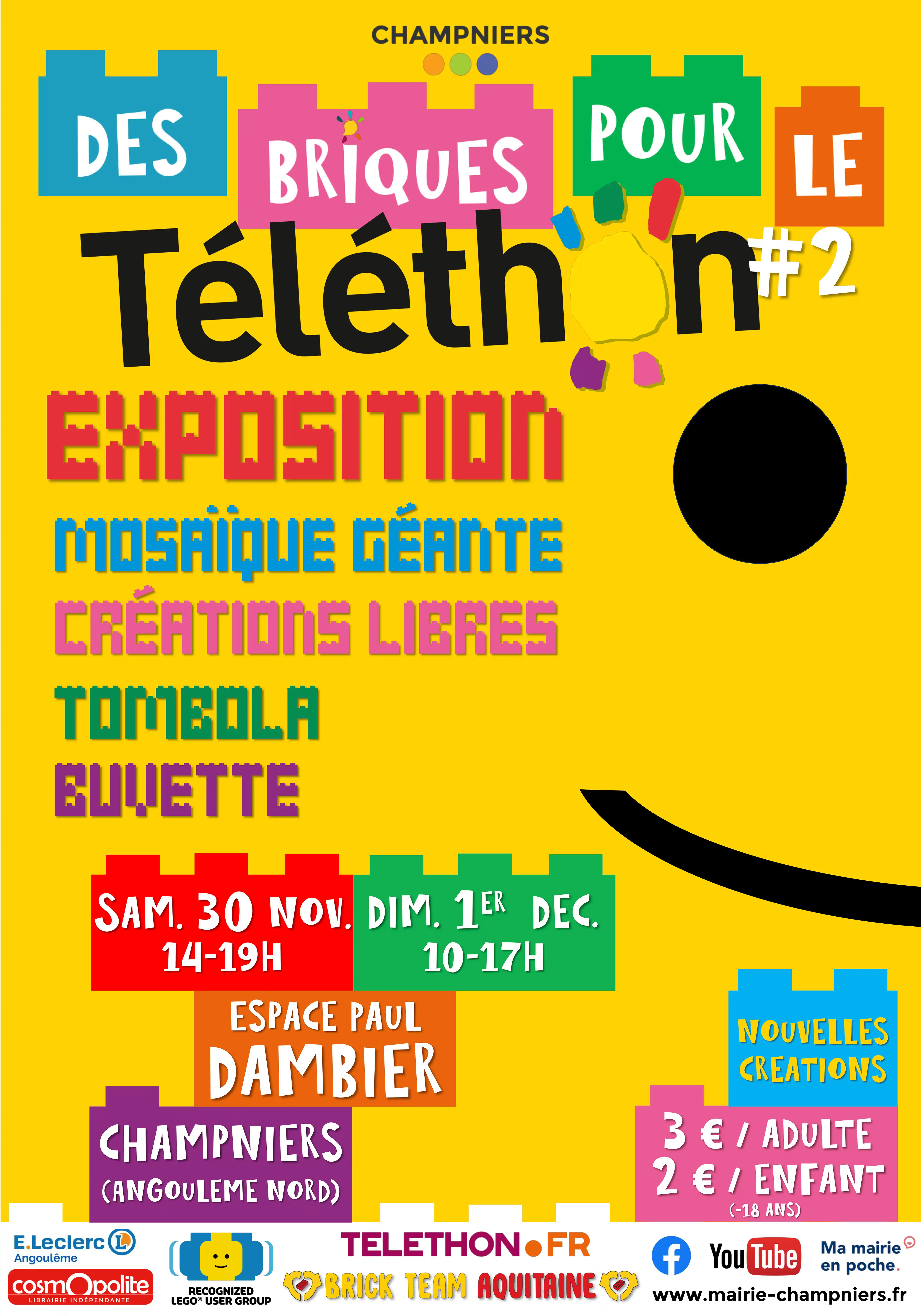 Affiche de l'exposition "Des Briques pour le Téléthon 2024"